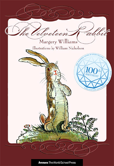 book cover for The Velveteen Rabbit by Margery Williams and illustrations by William Nicholson: 100. Birthday Edition. Click or tap